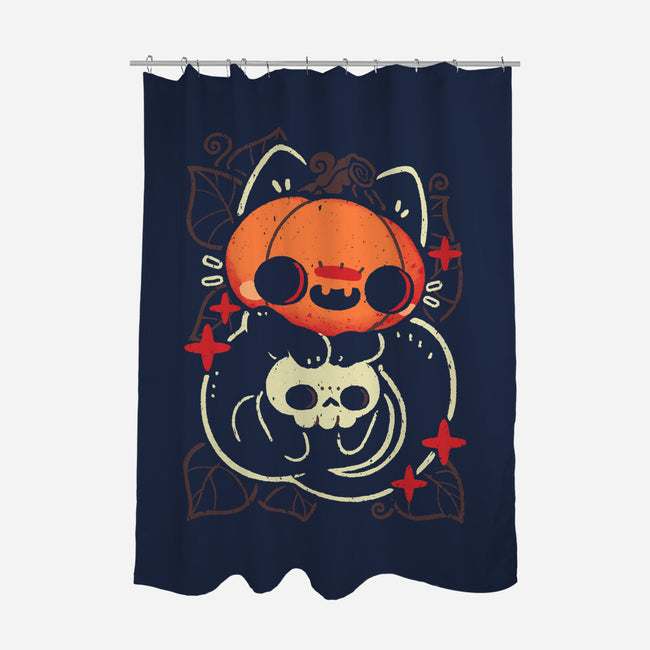 Cute Pumpkin Head Cat-None-Polyester-Shower Curtain-xMorfina
