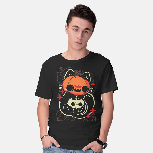 Cute Pumpkin Head Cat-Mens-Basic-Tee-xMorfina