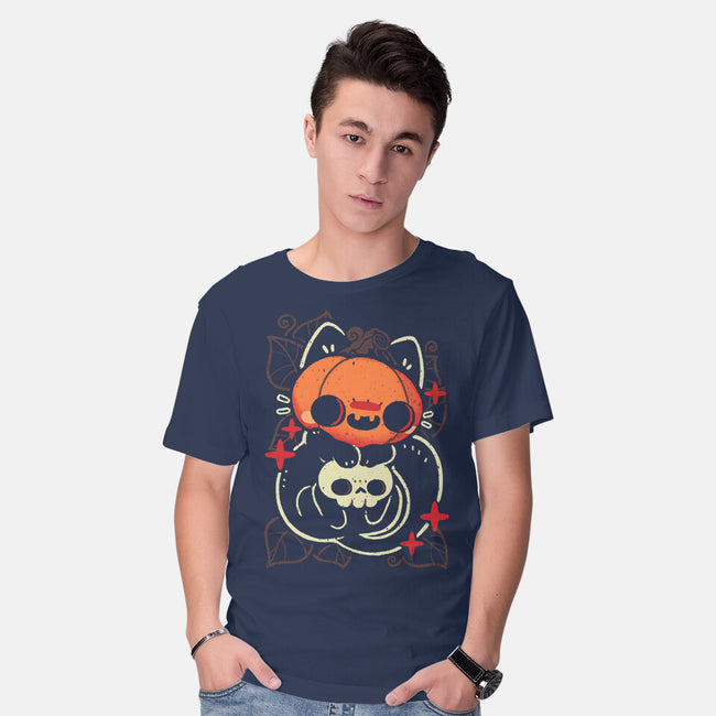 Cute Pumpkin Head Cat-Mens-Basic-Tee-xMorfina