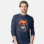 Cute Pumpkin Head Cat-Mens-Long Sleeved-Tee-xMorfina