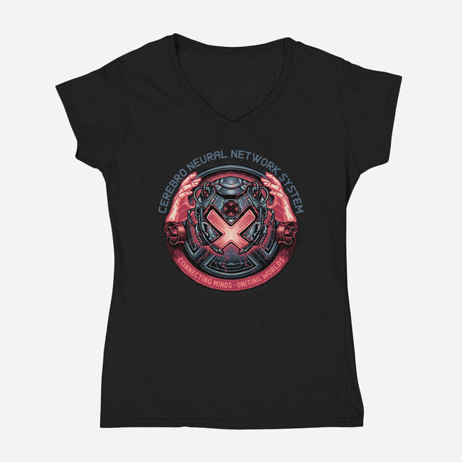 Connecting Minds Uniting Worlds-Womens-V-Neck-Tee-glitchygorilla