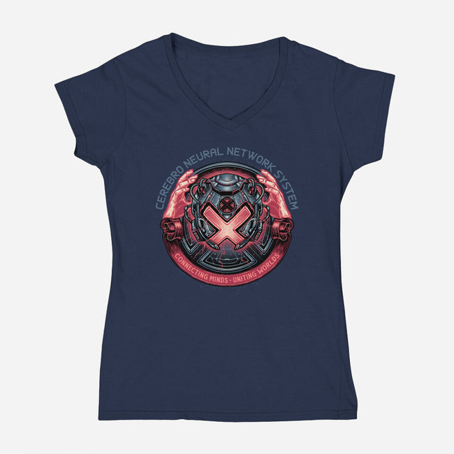 Connecting Minds Uniting Worlds-Womens-V-Neck-Tee-glitchygorilla