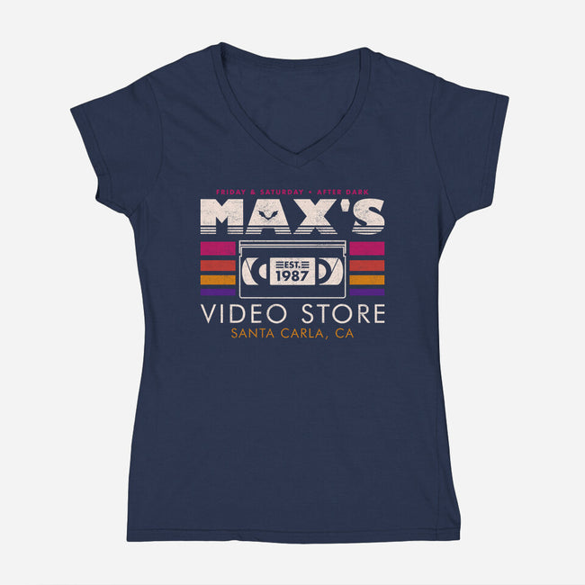 Santa Carla Video Club-Womens-V-Neck-Tee-sachpica