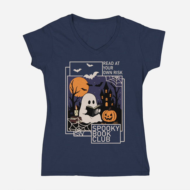 Spooky Book Club-Womens-V-Neck-Tee-fanfabio