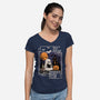 Spooky Book Club-Womens-V-Neck-Tee-fanfabio