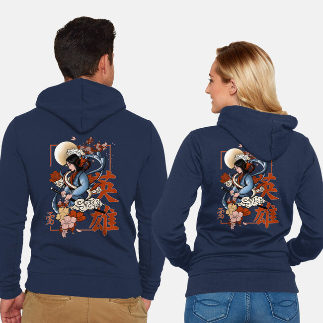 Warrior Heroine-Unisex-Zip-Up-Sweatshirt-fanfabio