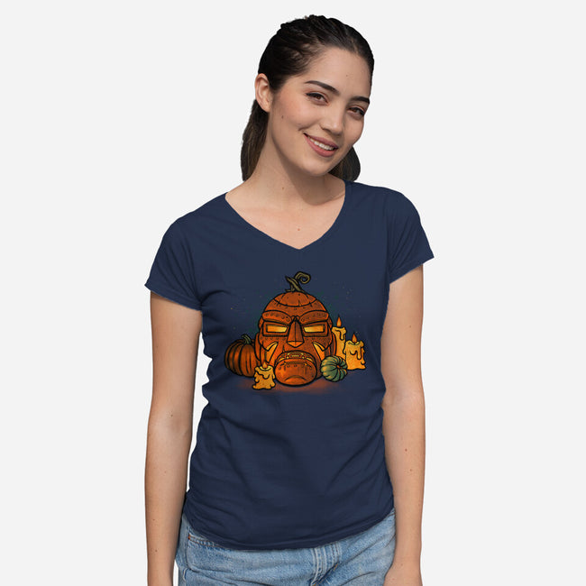 Happy Doomween-Womens-V-Neck-Tee-teesgeex