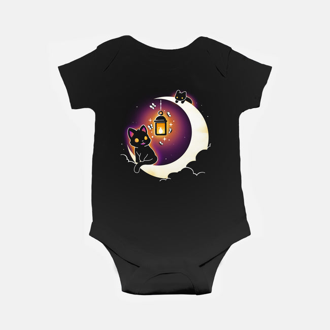 Dark Kitten Moon-Baby-Basic-Onesie-Vallina84