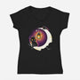 Dark Kitten Moon-Womens-V-Neck-Tee-Vallina84