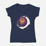 Dark Kitten Moon-Womens-V-Neck-Tee-Vallina84