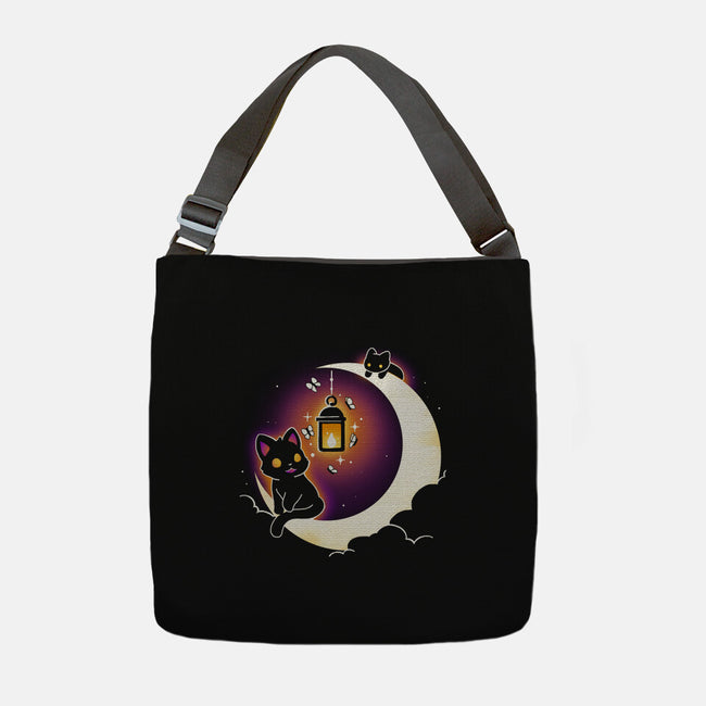 Dark Kitten Moon-None-Adjustable Tote-Bag-Vallina84