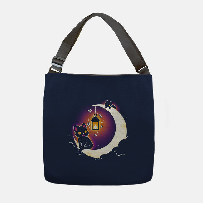 Dark Kitten Moon-None-Adjustable Tote-Bag-Vallina84