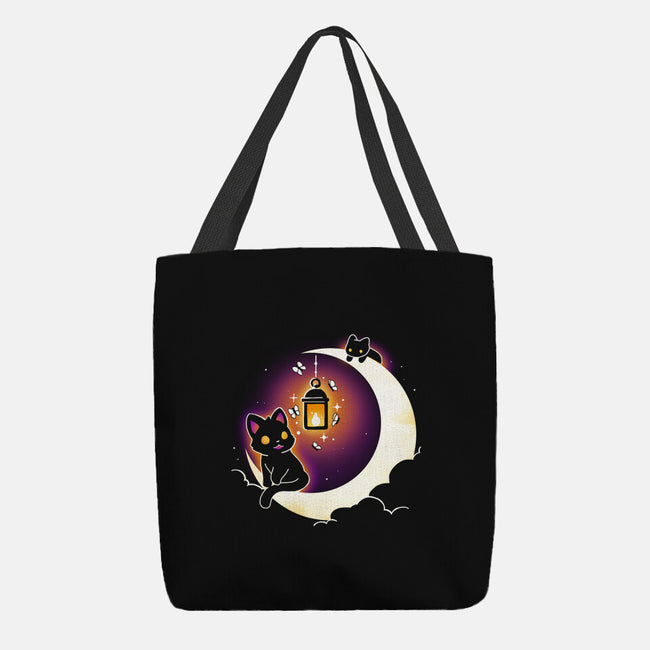 Dark Kitten Moon-None-Basic Tote-Bag-Vallina84