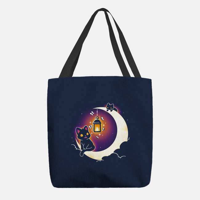 Dark Kitten Moon-None-Basic Tote-Bag-Vallina84