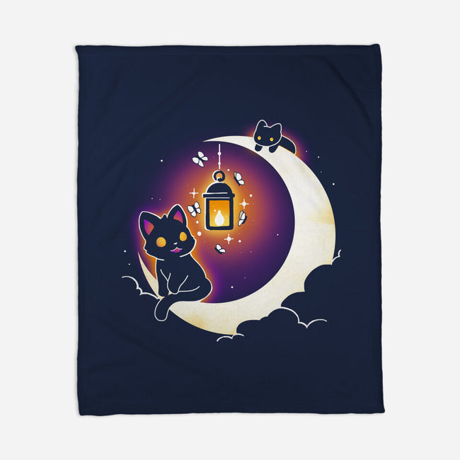 Dark Kitten Moon-None-Fleece-Blanket-Vallina84