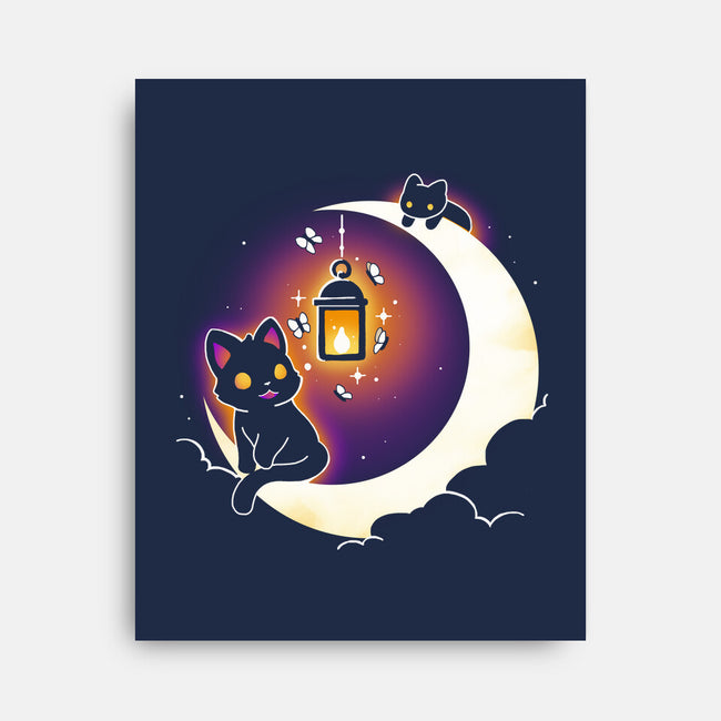 Dark Kitten Moon-None-Stretched-Canvas-Vallina84