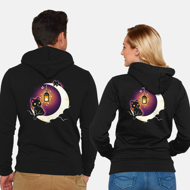Dark Kitten Moon-Unisex-Zip-Up-Sweatshirt-Vallina84