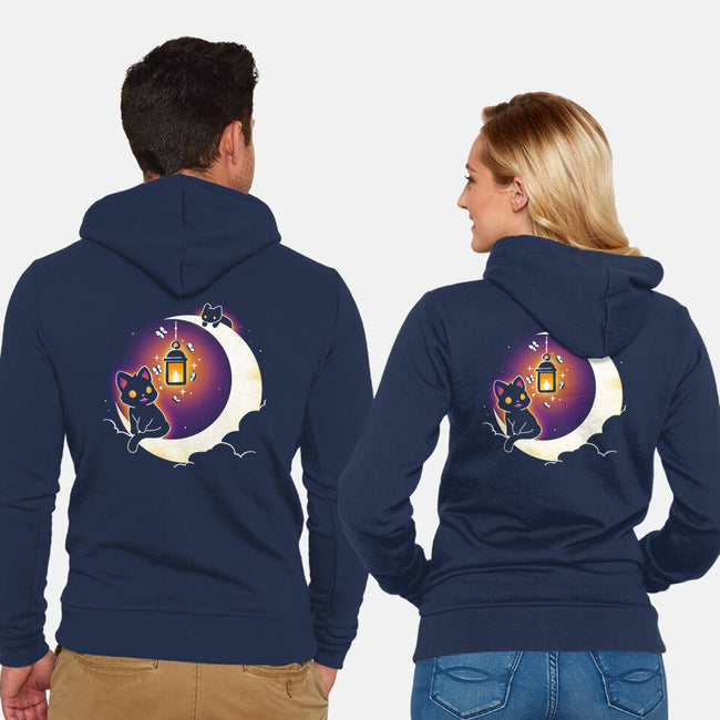 Dark Kitten Moon-Unisex-Zip-Up-Sweatshirt-Vallina84