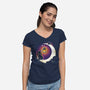 Dark Kitten Moon-Womens-V-Neck-Tee-Vallina84