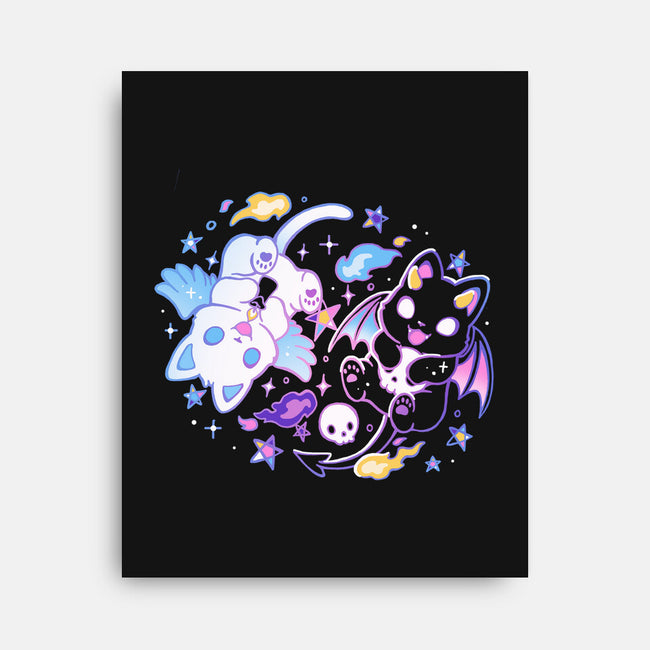Angel Devil Kittens-None-Stretched-Canvas-Vallina84