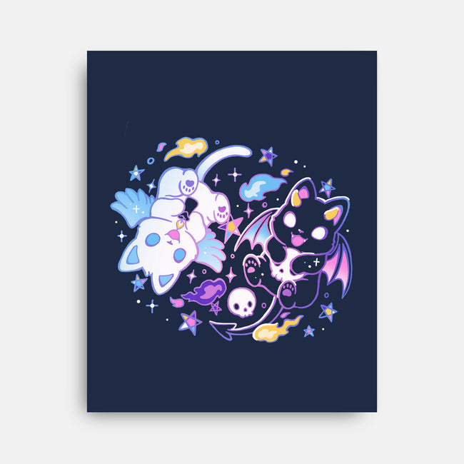 Angel Devil Kittens-None-Stretched-Canvas-Vallina84