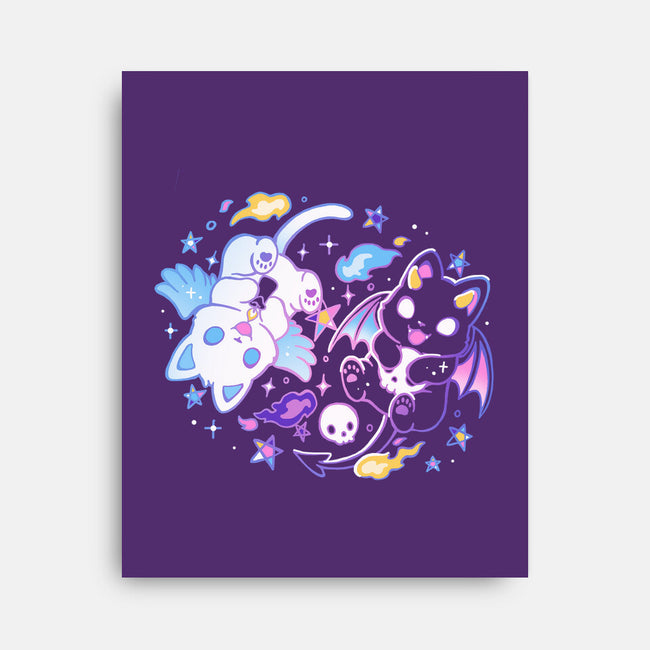 Angel Devil Kittens-None-Stretched-Canvas-Vallina84