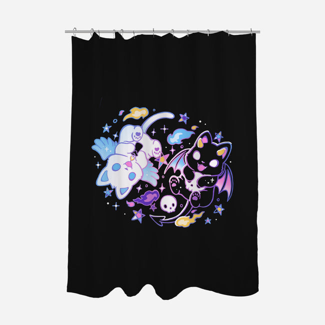 Angel Devil Kittens-None-Polyester-Shower Curtain-Vallina84
