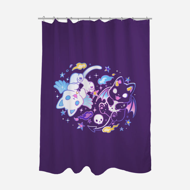 Angel Devil Kittens-None-Polyester-Shower Curtain-Vallina84