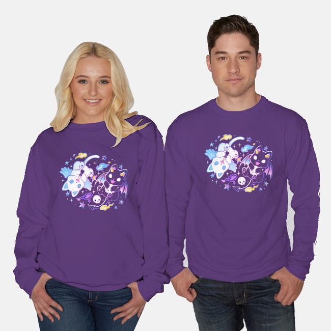 Angel Devil Kittens-Unisex-Crew Neck-Sweatshirt-Vallina84