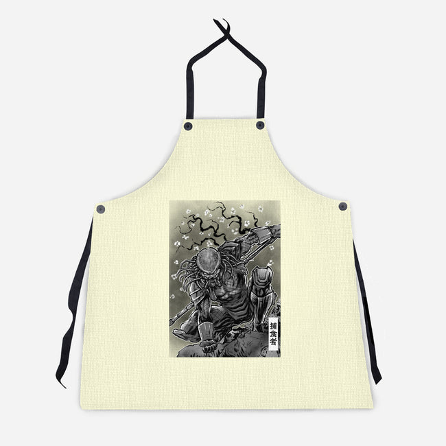 Alien Warlord Sumi-E-Unisex-Kitchen-Apron-Astrobot Invention