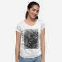 Alien Warlord Sumi-E-Womens-V-Neck-Tee-Astrobot Invention