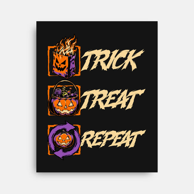 Halloween Trick Treat Repeat-None-Stretched-Canvas-Studio Mootant