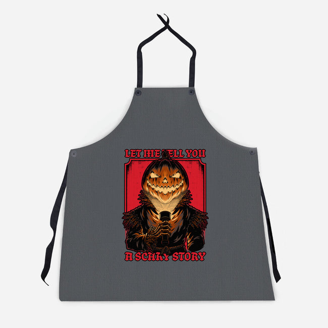Halloween Pumpkin Scary Stories-Unisex-Kitchen-Apron-Studio Mootant