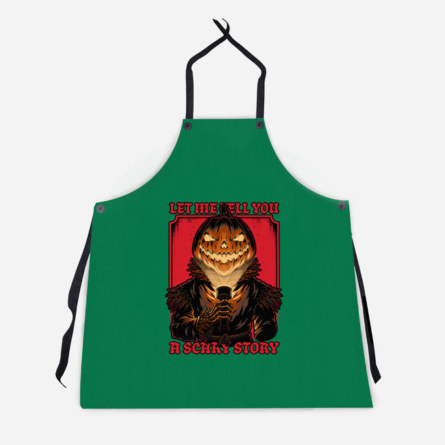Halloween Pumpkin Scary Stories-Unisex-Kitchen-Apron-Studio Mootant