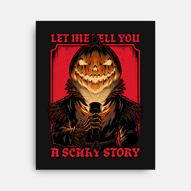 Halloween Pumpkin Scary Stories-None-Stretched-Canvas-Studio Mootant