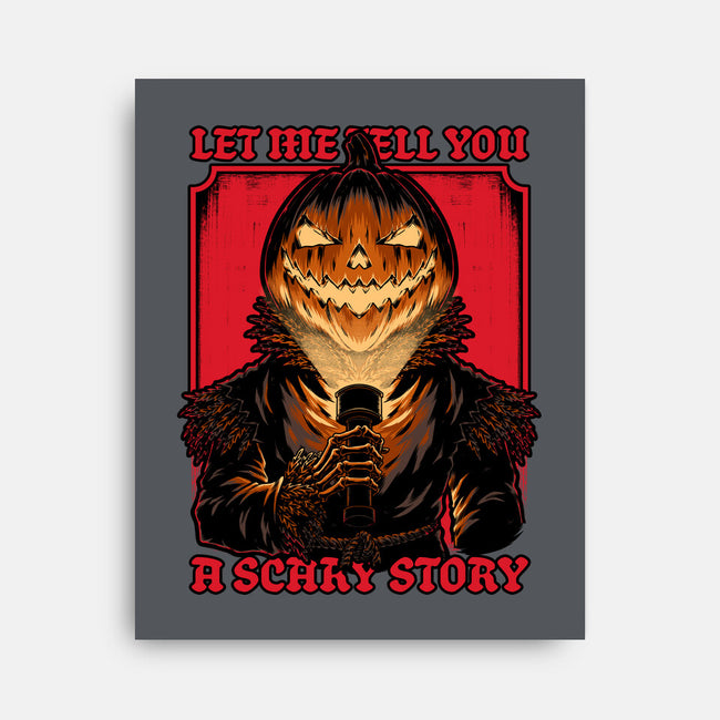 Halloween Pumpkin Scary Stories-None-Stretched-Canvas-Studio Mootant