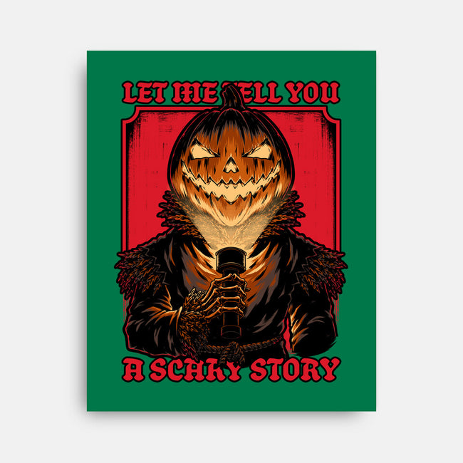 Halloween Pumpkin Scary Stories-None-Stretched-Canvas-Studio Mootant