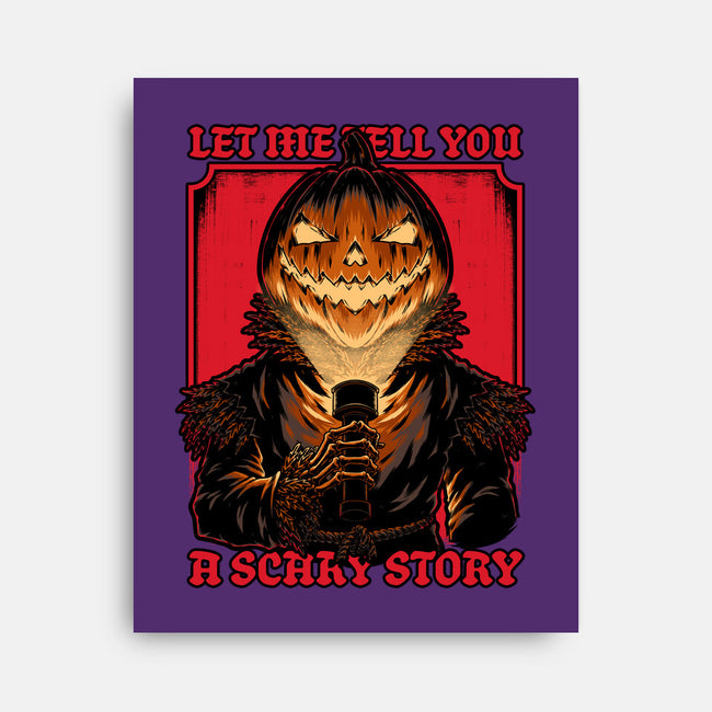Halloween Pumpkin Scary Stories-None-Stretched-Canvas-Studio Mootant
