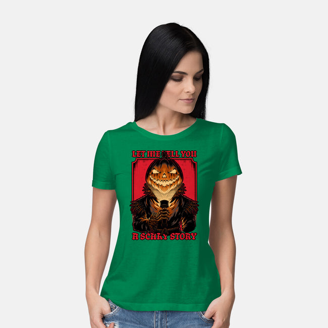Halloween Pumpkin Scary Stories-Womens-Basic-Tee-Studio Mootant