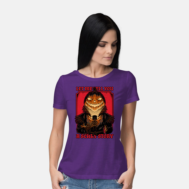 Halloween Pumpkin Scary Stories-Womens-Basic-Tee-Studio Mootant