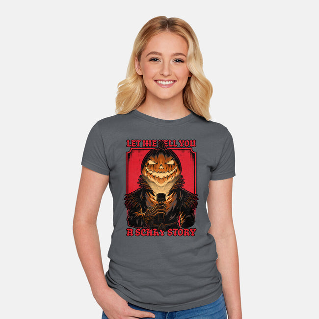 Halloween Pumpkin Scary Stories-Womens-Fitted-Tee-Studio Mootant