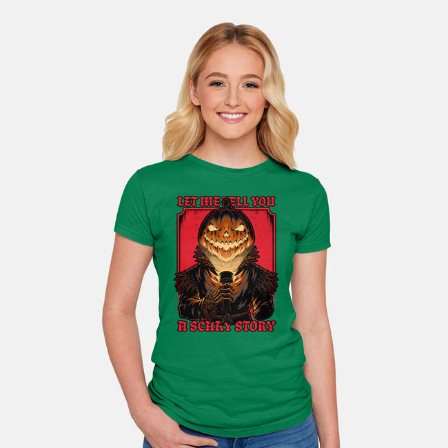 Halloween Pumpkin Scary Stories-Womens-Fitted-Tee-Studio Mootant