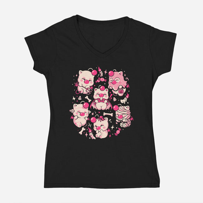 Creepy Cuties-Womens-V-Neck-Tee-Arigatees