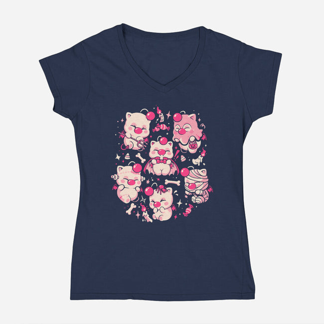 Creepy Cuties-Womens-V-Neck-Tee-Arigatees