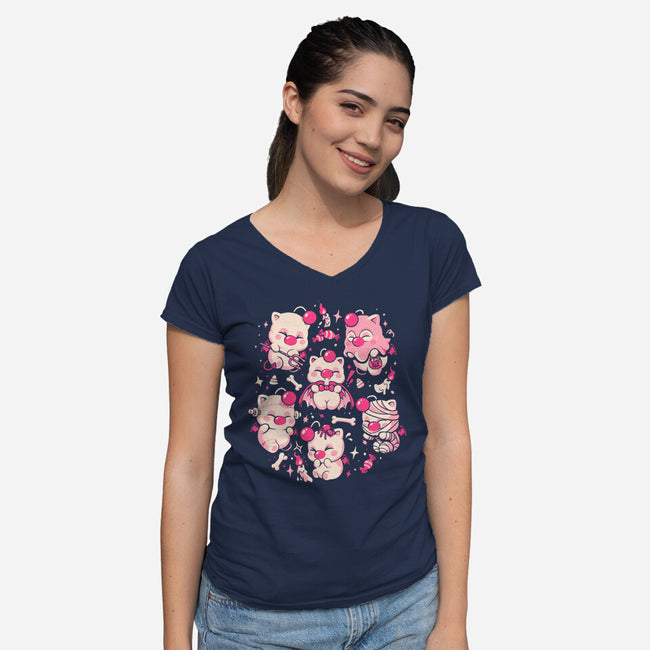 Creepy Cuties-Womens-V-Neck-Tee-Arigatees