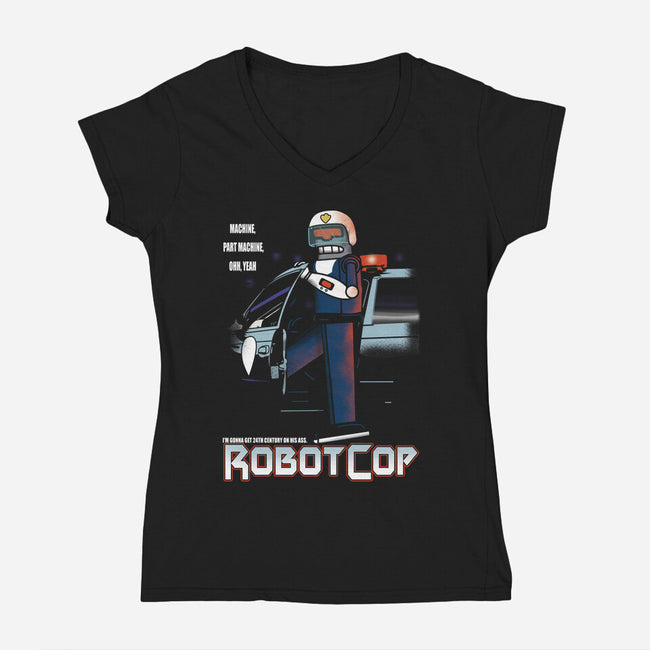 Robotcop-Womens-V-Neck-Tee-piercek26