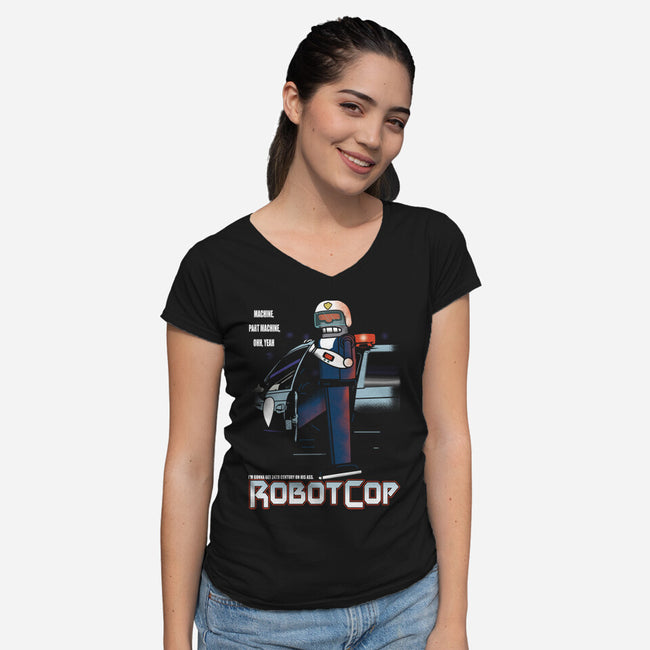 Robotcop-Womens-V-Neck-Tee-piercek26