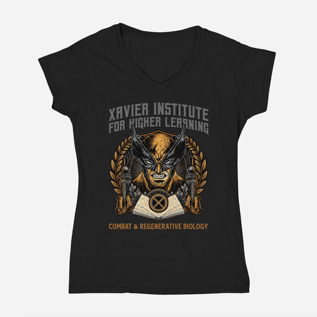 Combat And Regenerative Biology-Womens-V-Neck-Tee-glitchygorilla