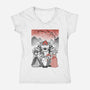 Mushroom Club Sumi-E-Womens-V-Neck-Tee-Astrobot Invention