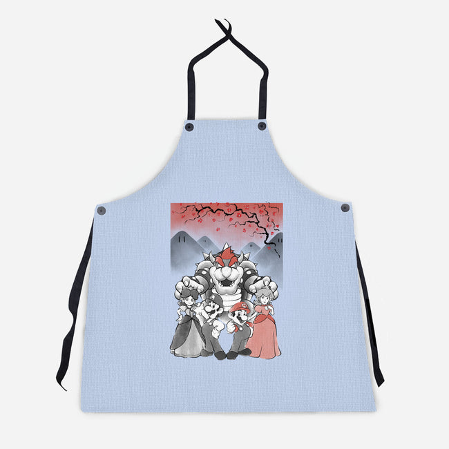Mushroom Club Sumi-E-Unisex-Kitchen-Apron-Astrobot Invention